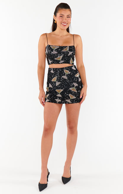 Roxanne Mini Skort ~ Tossed Tini Beaded Sequins