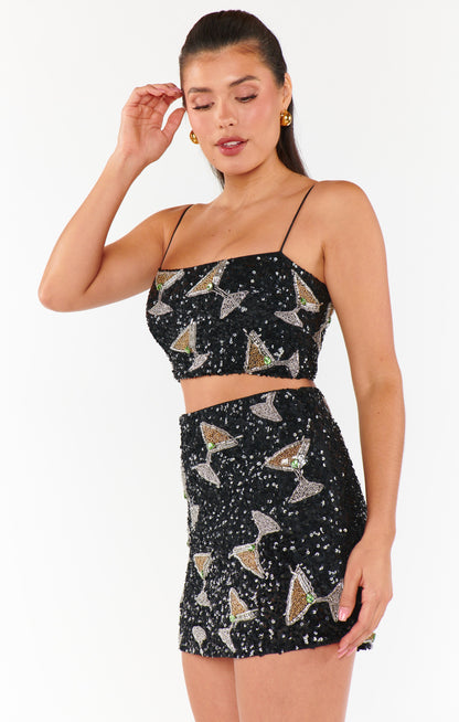 Roxanne Mini Skort ~ Tossed Tini Beaded Sequins