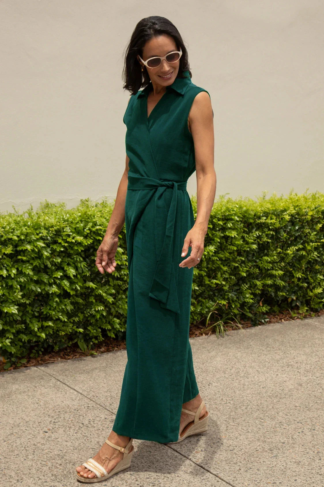 Alex Sleeveless Jumpsuit in Forest Green
