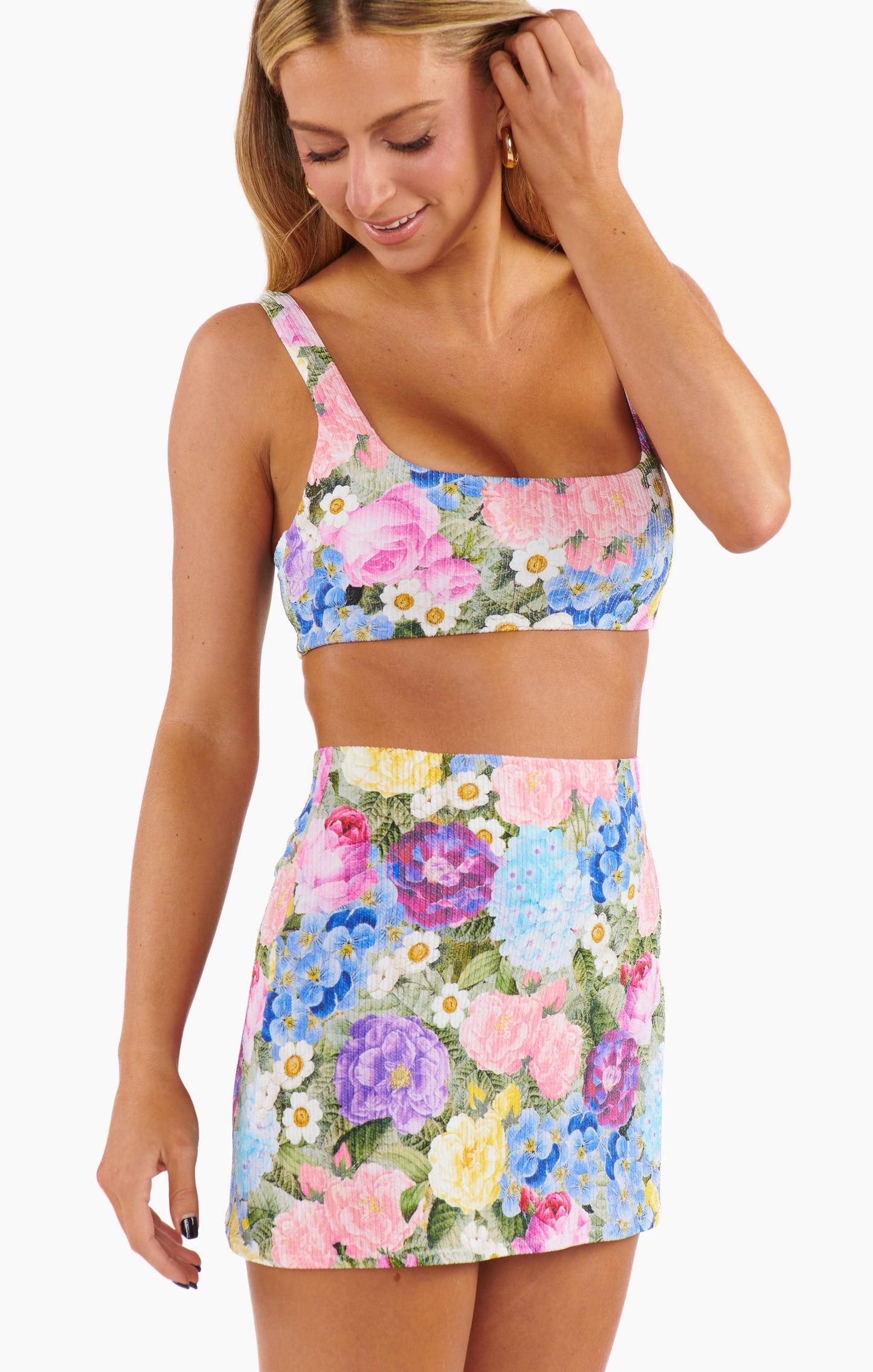 Mary Mini Skirt ~ Flower Shop Rib Scrunch