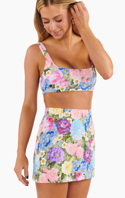 Mary Mini Skirt ~ Flower Shop Rib Scrunch