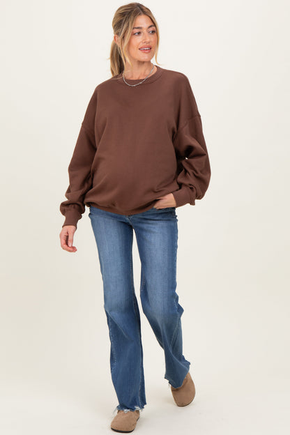 Navy Blue Fray Hem Straight Leg Maternity Jeans