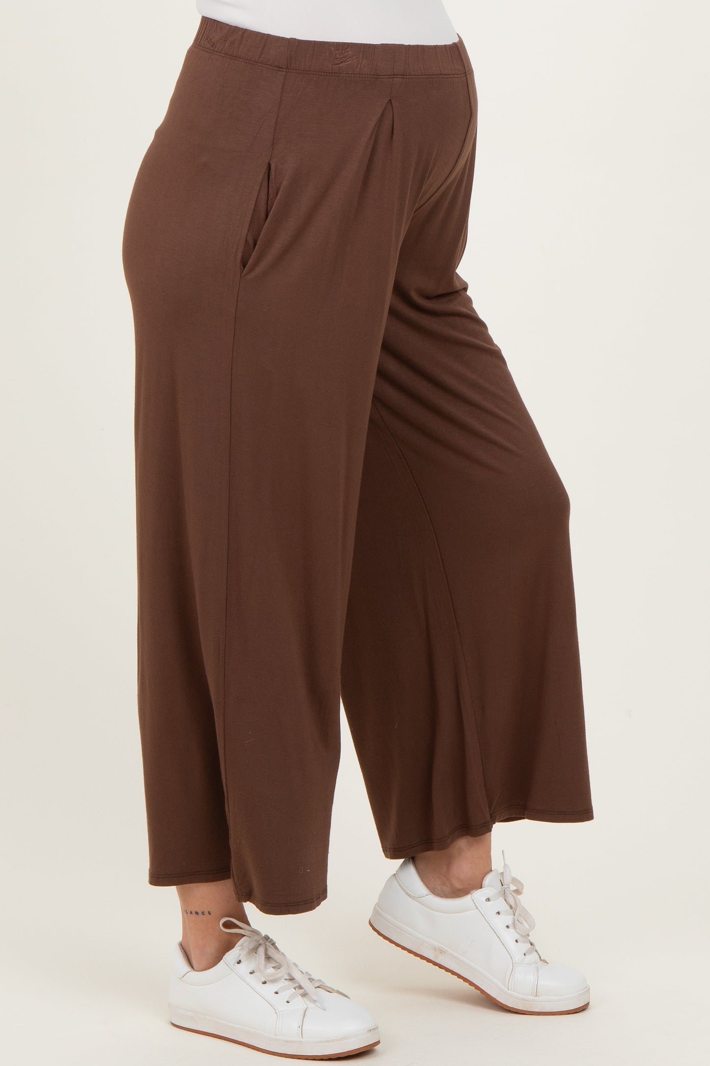 Brown Wide Leg Ankle Maternity Lounge Pants