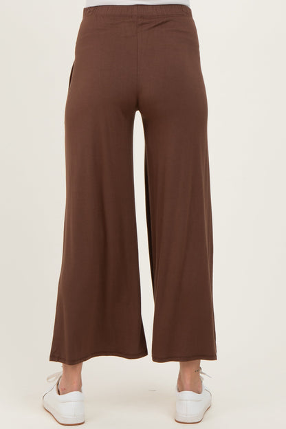 Brown Wide Leg Ankle Maternity Lounge Pants