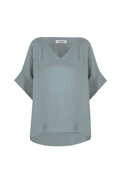 Bianca Short Sleeve Top Pistachio with V Neck