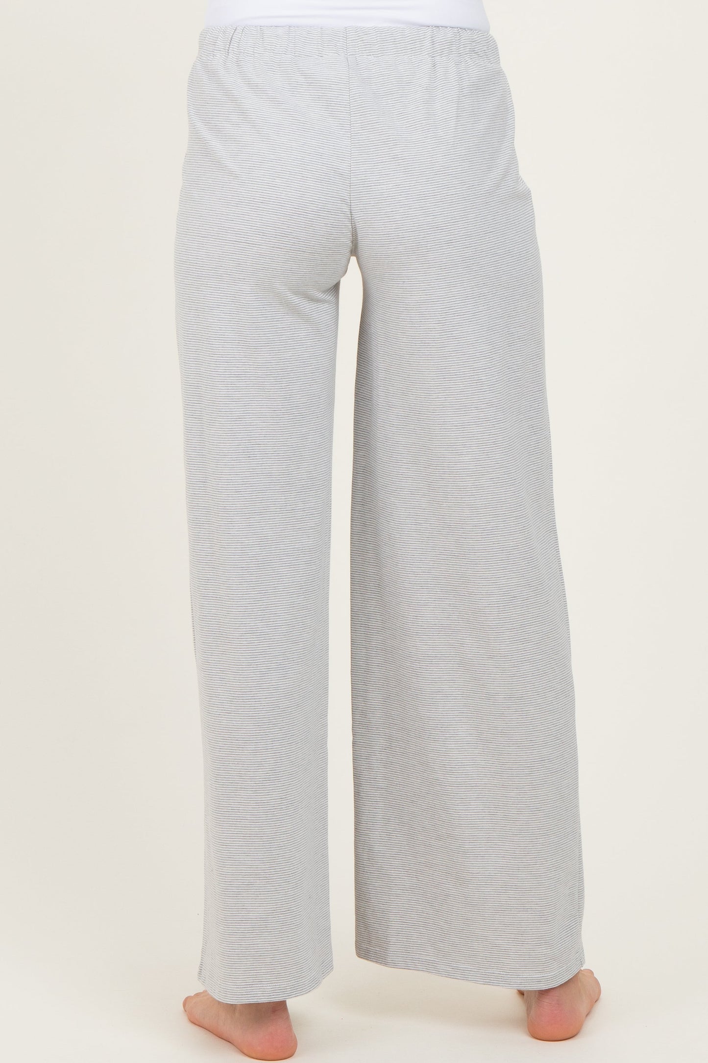 Heather Grey Striped Front Tie Maternity Lounge Pants
