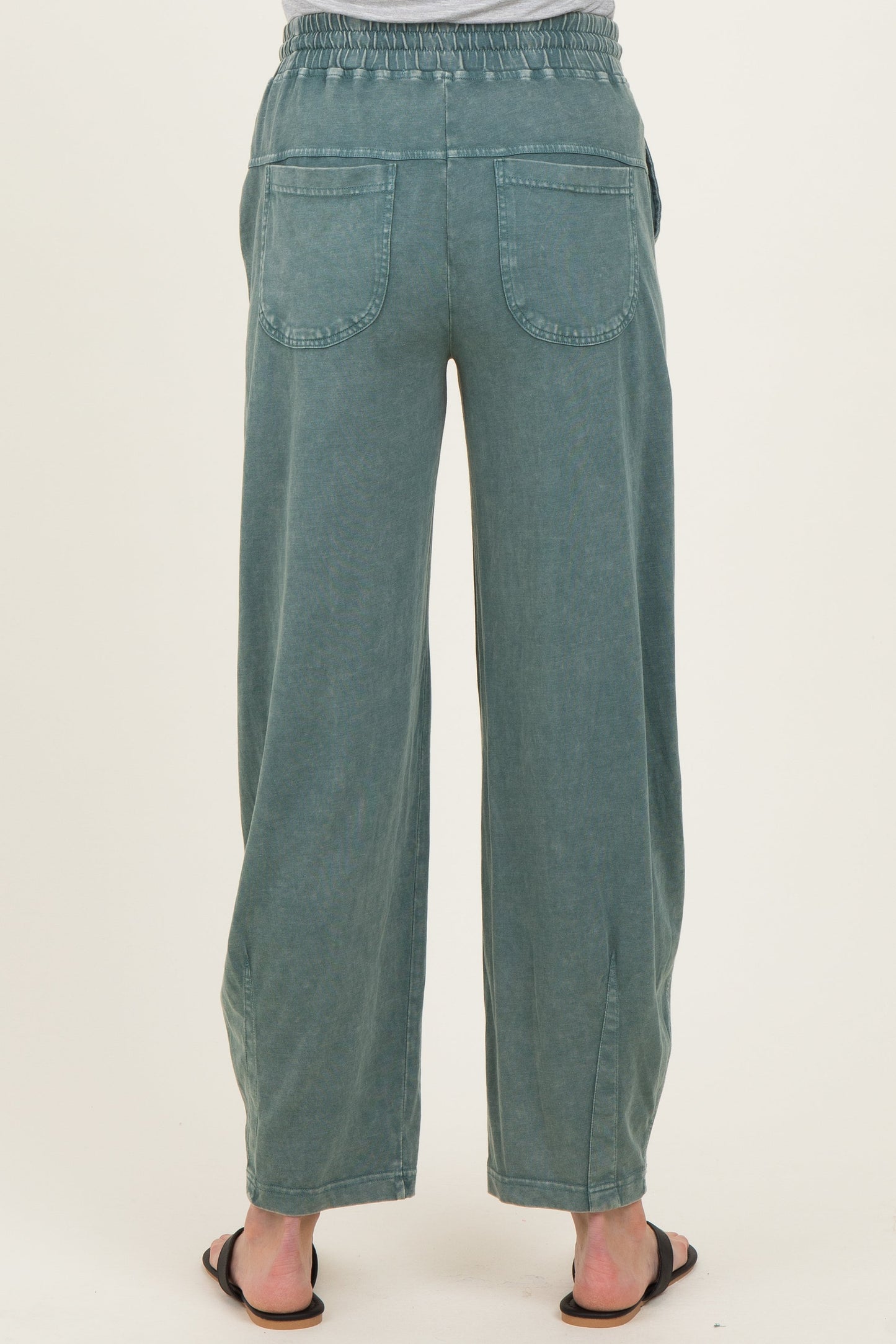 Teal Mineral Wash Barrel Leg Maternity Lounge Pants