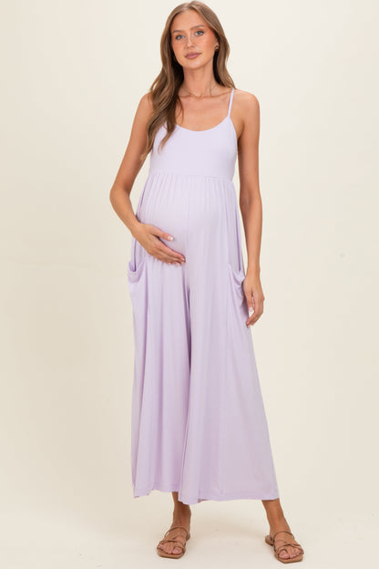 Petal Lilac Sleeveless Wide Leg Maternity Jumpsuit