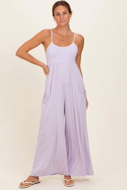 Petal Lilac Sleeveless Wide Leg Maternity Jumpsuit