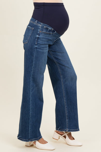 Navy Dark Wash Straight Leg Maternity jeans