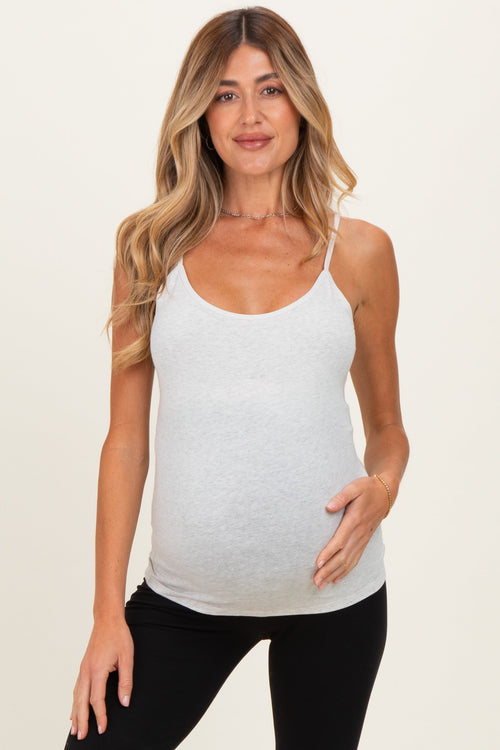 Oatmeal Basic Adjustable Strap Maternity Cami