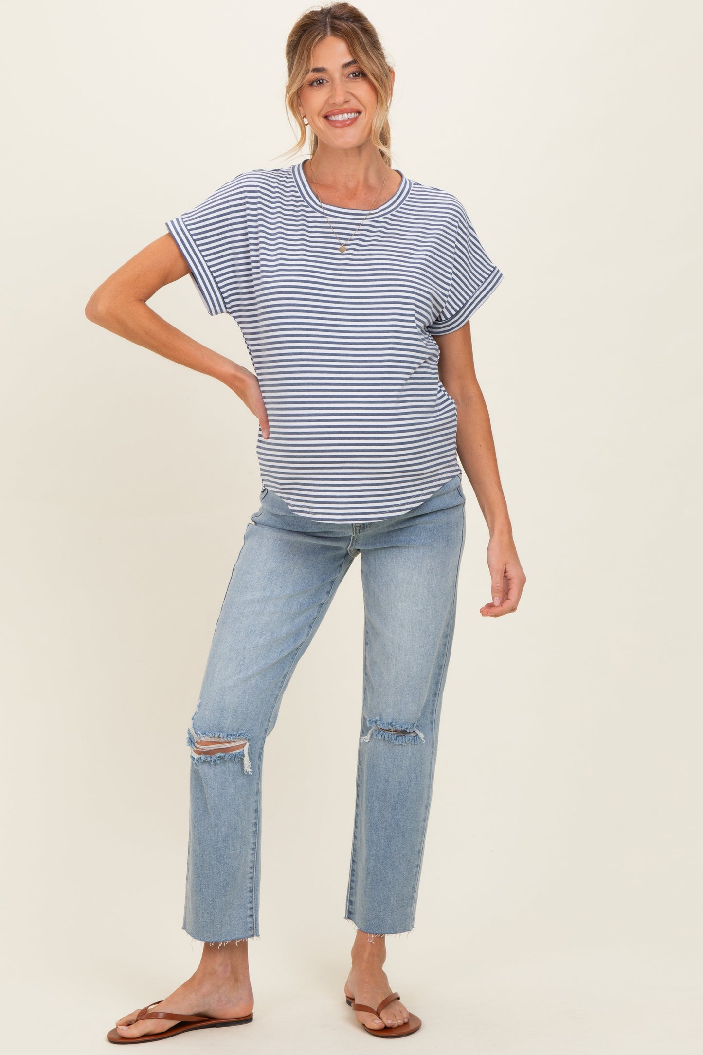 Light Straight Leg Maternity Jeans