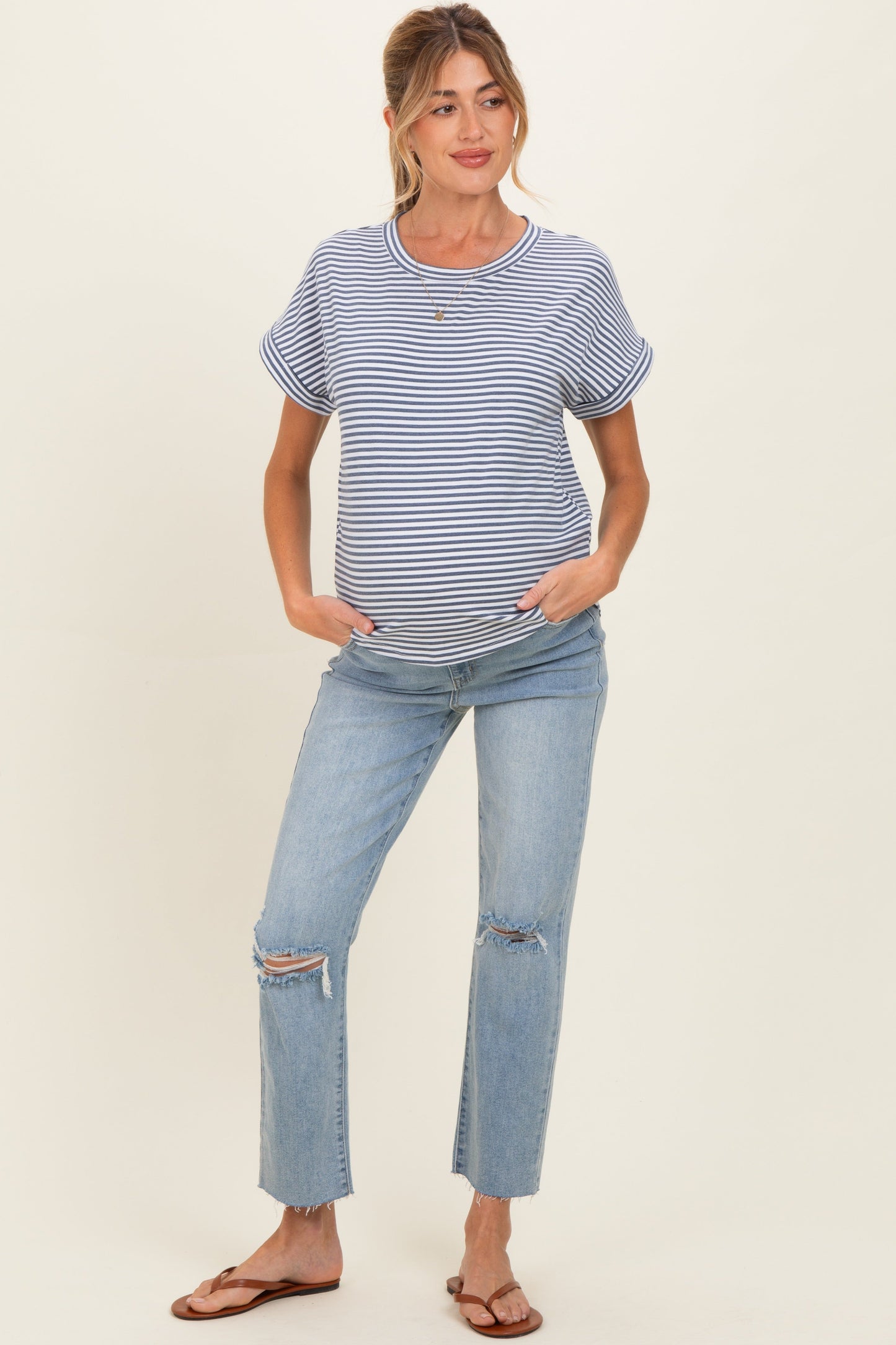 Light Straight Leg Maternity Jeans