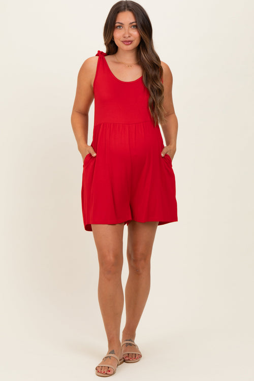 Red Knot Strap Maternity Romper