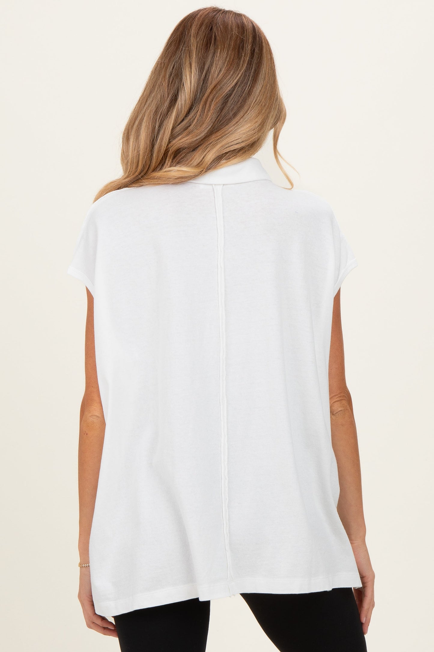 Ivory Pigment Dye Sleeveless Polo Oversized Maternity Top