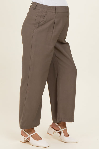 Mocha Elastic Waistband Maternity Trousers