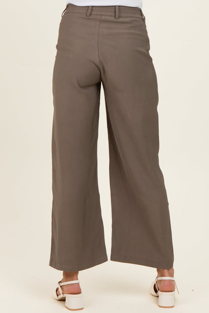 Mocha Elastic Waistband Maternity Trousers