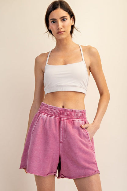 Berry Mineral Wash Terry Maternity Short