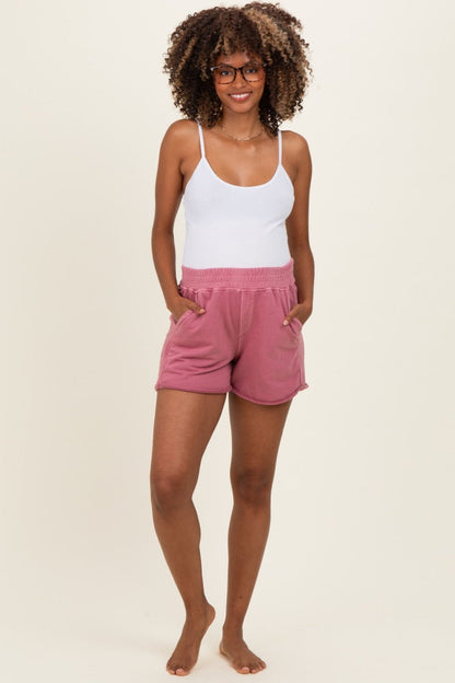 Berry Mineral Wash Terry Maternity Short