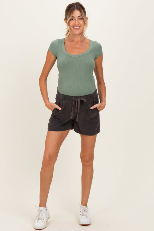 Charcoal  Pull On Maternity Short
