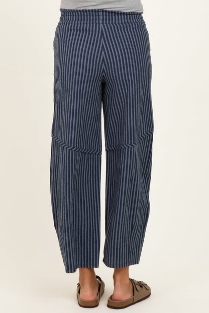 Indigo Pinstripe Drawstring Maternity Pants
