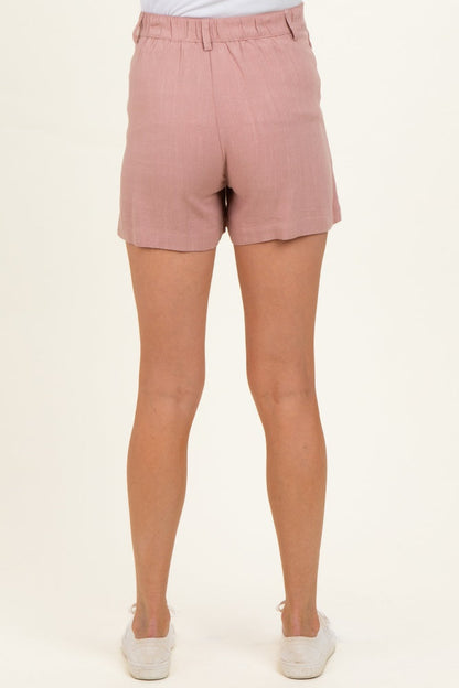 Dusty Mauve Linen Blend Maternity Shorts