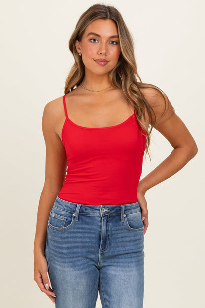 Red Basic Adjustable Strap Maternity Cami