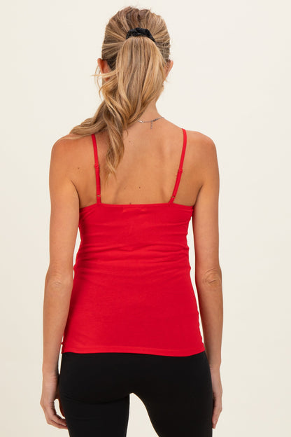 Red Basic Adjustable Strap Maternity Cami