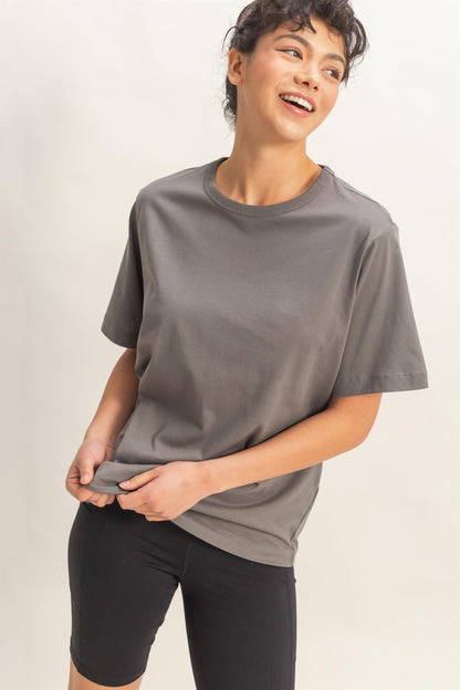 Charcoal Oversized Short Sleeve Crew Neck Maternity T-Shirt