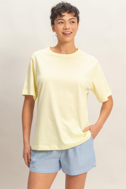 Yellow Oversized Short Sleeve Crew Neck Maternity T-Shirt