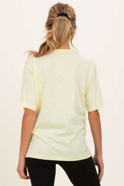 Yellow Oversized Short Sleeve Crew Neck Maternity T-Shirt
