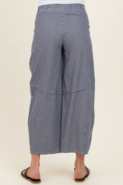 Navy Striped Relaxed Fit Maternity Pants