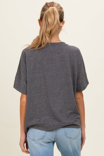 Black Charcoal Oversized Maternity Short Sleeve Top