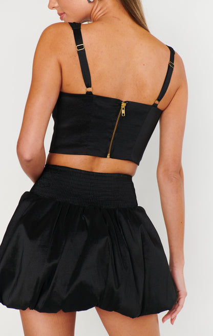 Vivianna Top ~ Black Taffeta