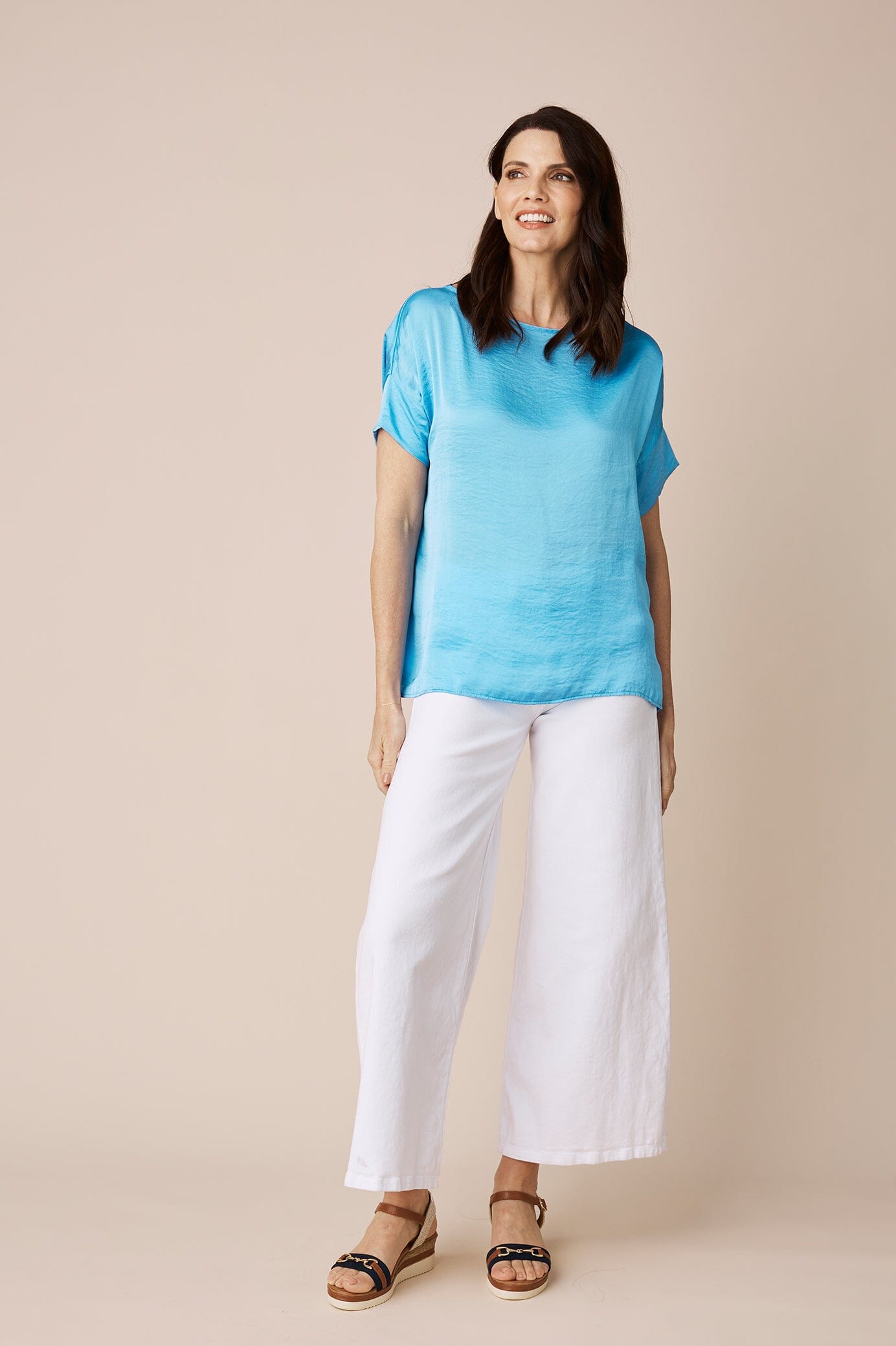 Bianca Short Sleeve Top Ocean Blue