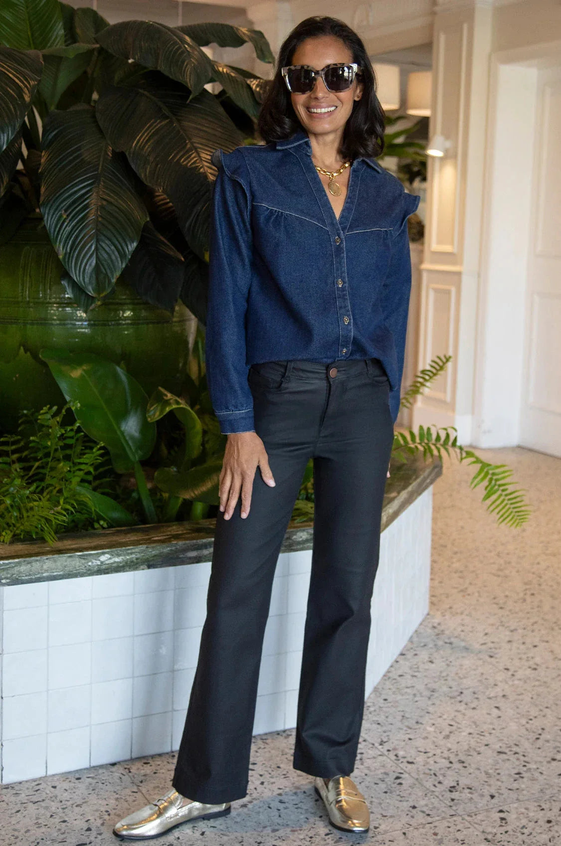Ellie Straight Leg Coated Jeans Black