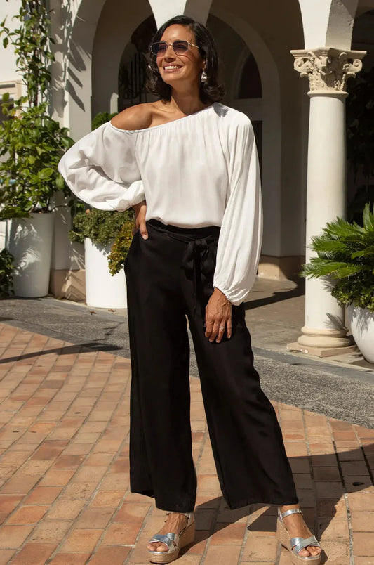 Sienna Tie Waist Wide Leg Pants Black
