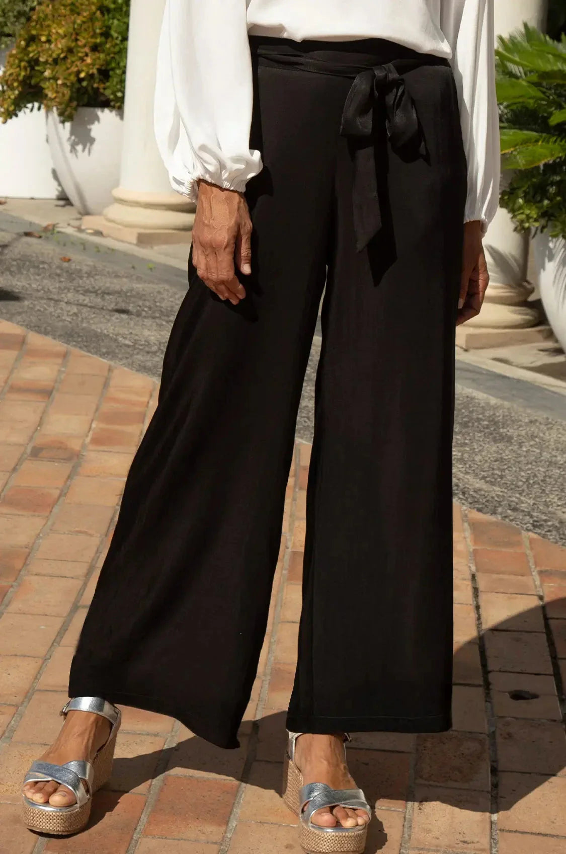 Sienna Tie Waist Wide Leg Pants Black