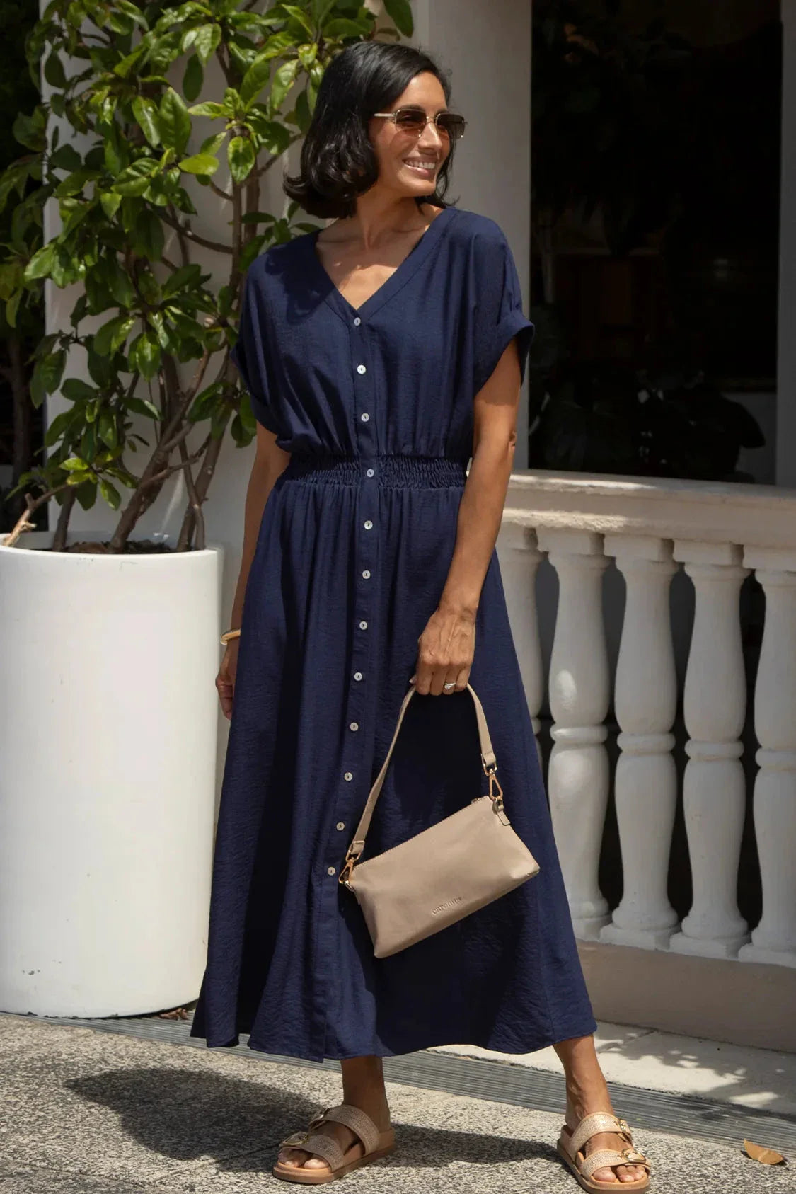 Georgina Short Sleeve Dress Navy