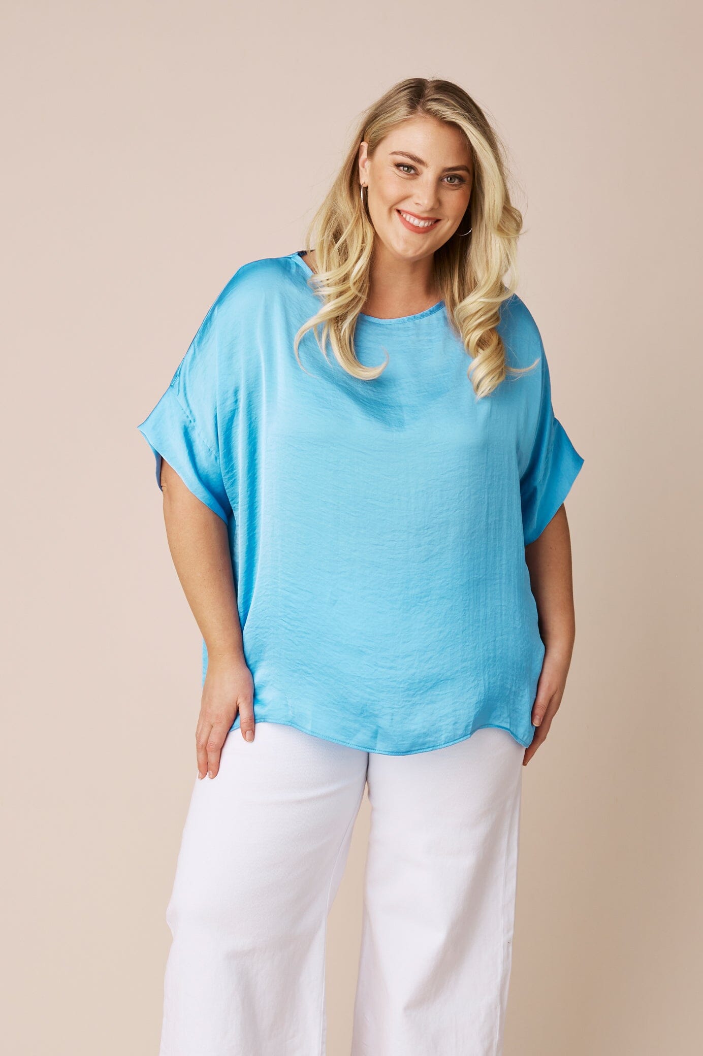 Bianca Short Sleeve Top Ocean Blue