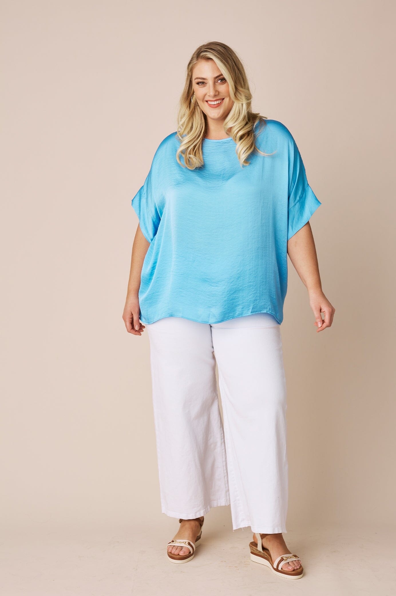 Bianca Short Sleeve Top Ocean Blue