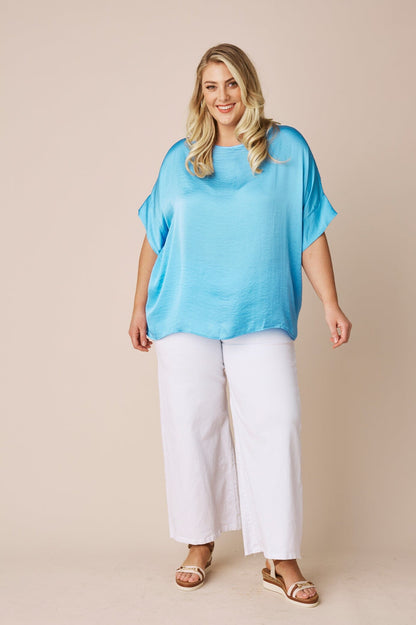 Bianca Short Sleeve Top Ocean Blue