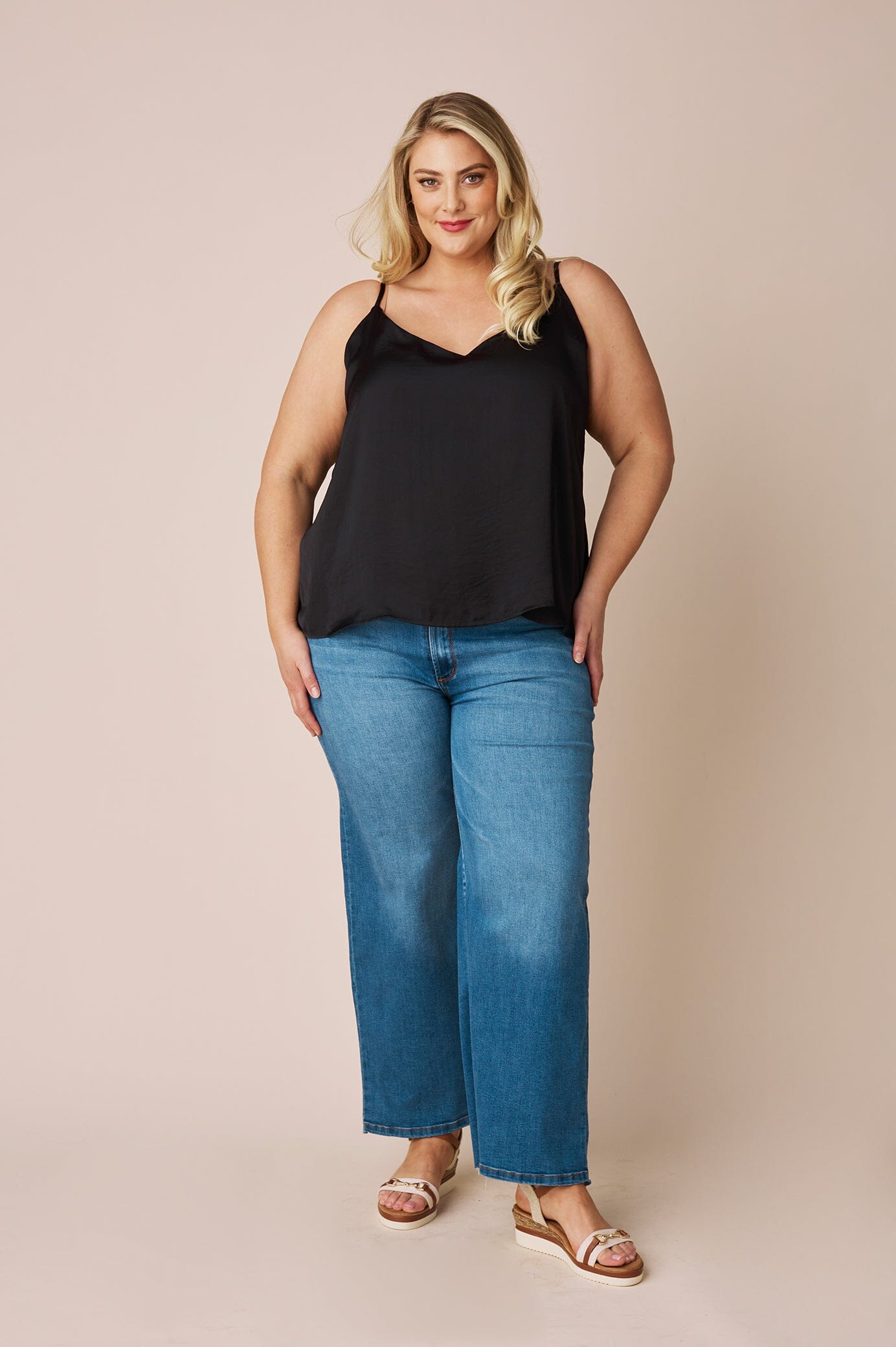 Ana Reversible Neckline Camisole Top Black