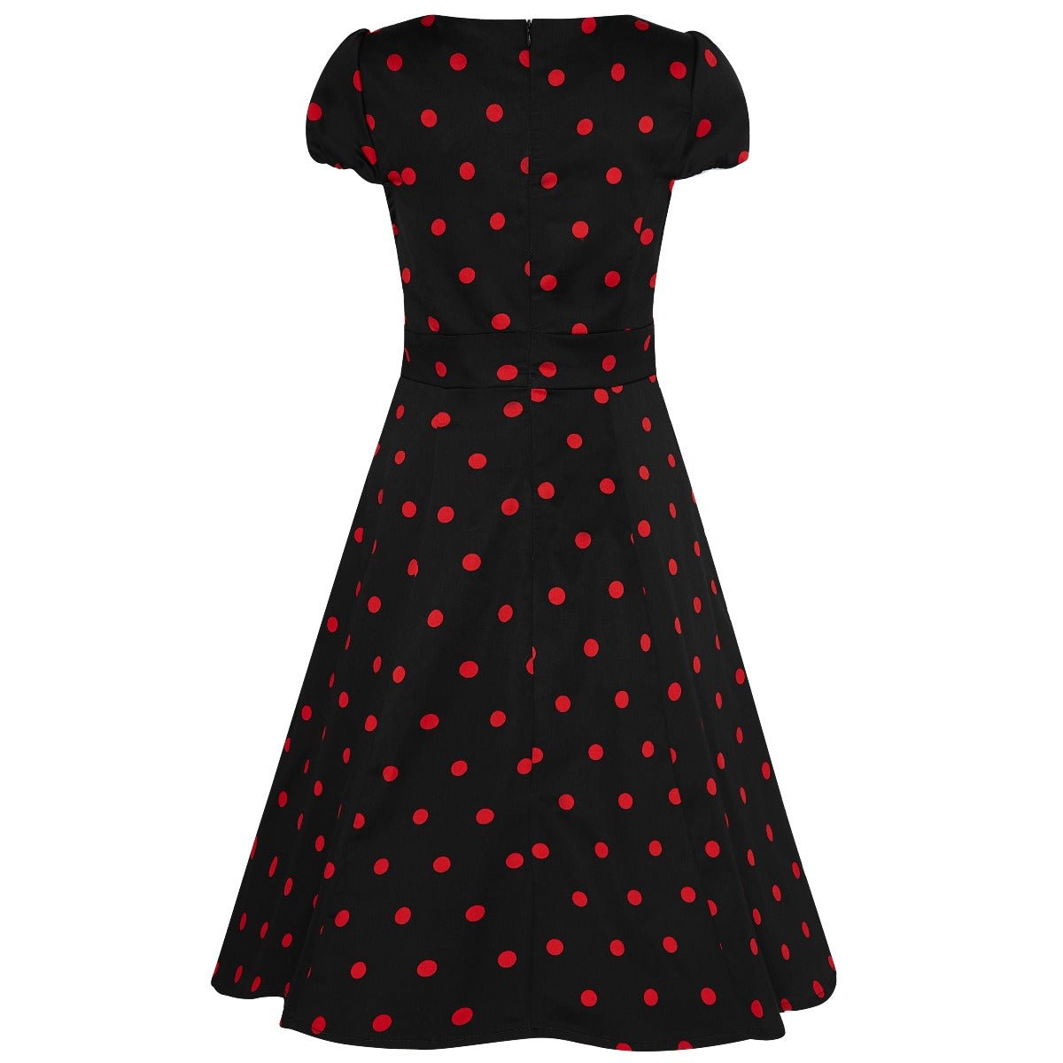 Claudia Flirty Fifties Style Polka Dot Dress In Black & Red