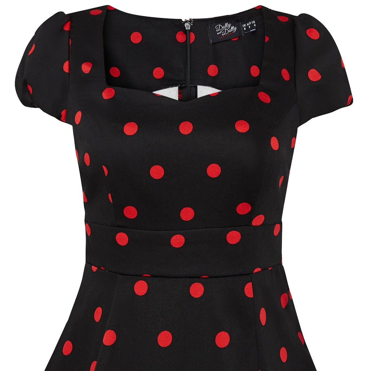 Claudia Flirty Fifties Style Polka Dot Dress In Black & Red