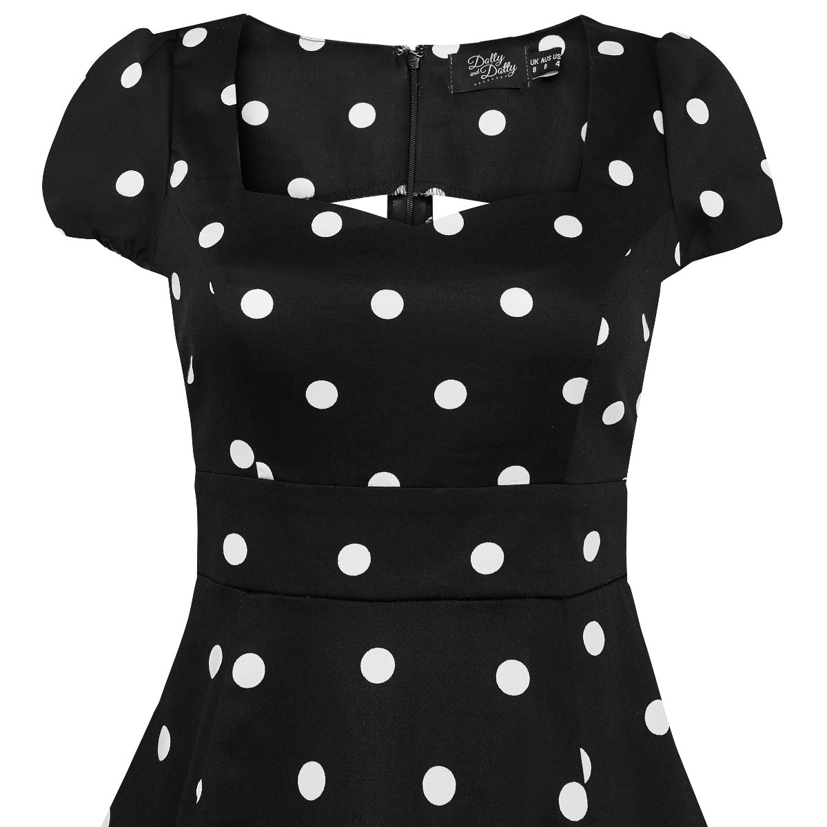 Claudia Flirty Fifties Style Polka Dot Dress In Black & White