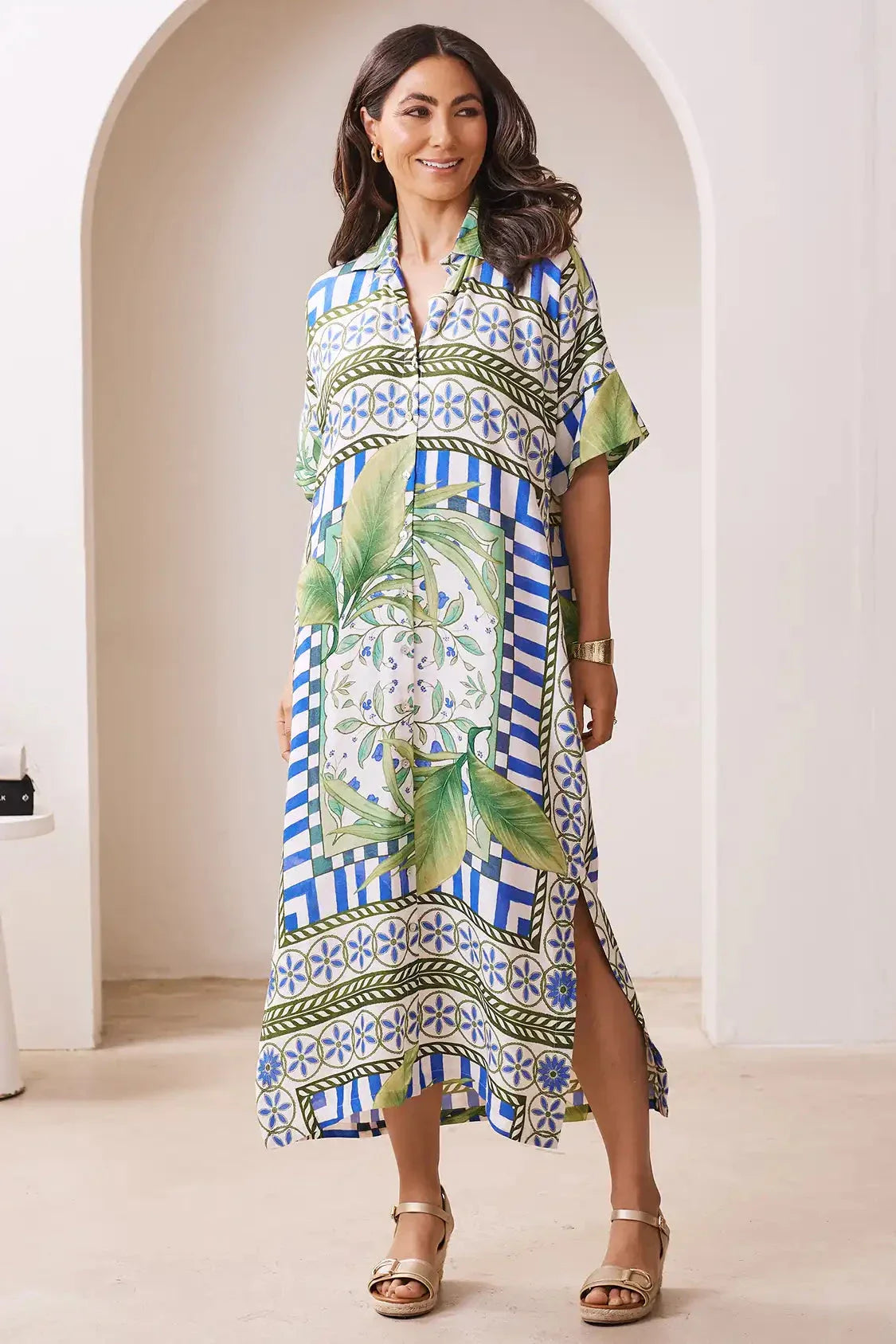 Tonya Short Sleeve Tunic Dress in Emerald