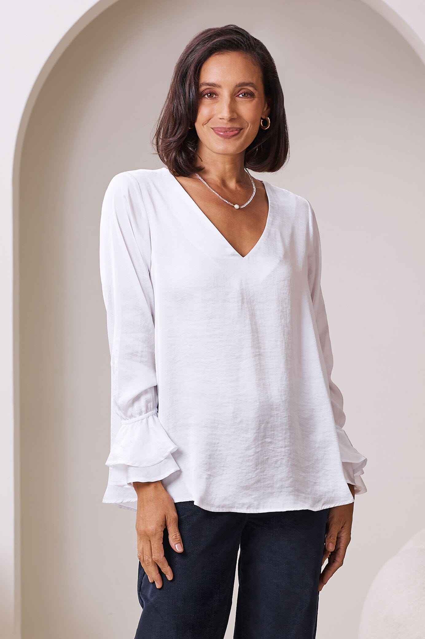 Lola Long Sleeve Top White