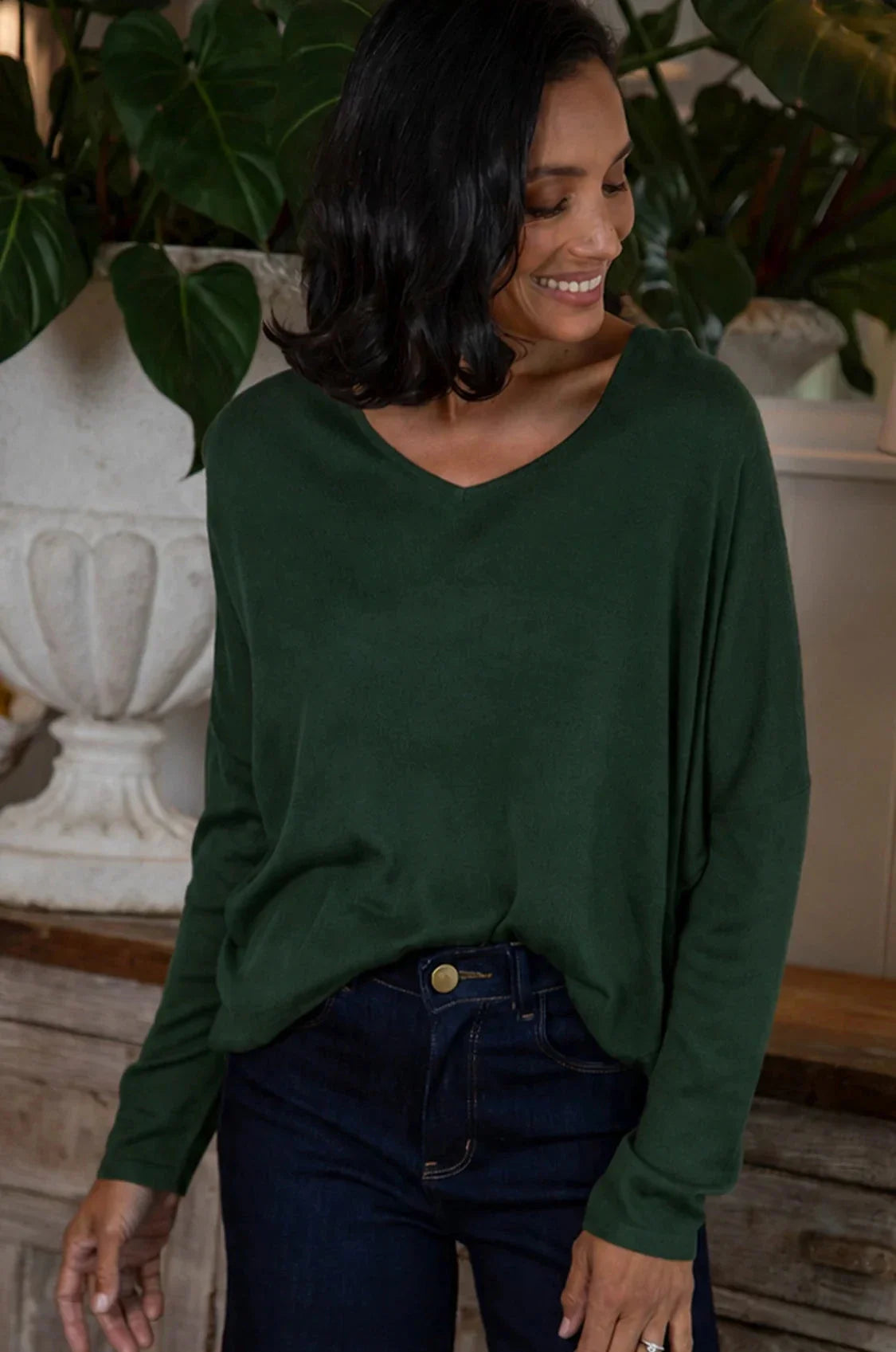 Sadie Fine Knit Jumper Forest Green