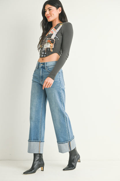 Just Black Petite Cuffed Jean